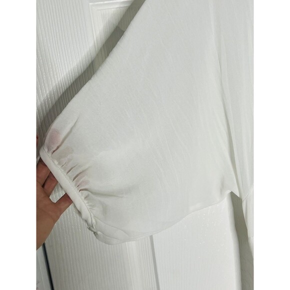 Womens Kimono Coverup 100% Sheer Polyester Size S/M White Tie Front - Picture 5 of 8